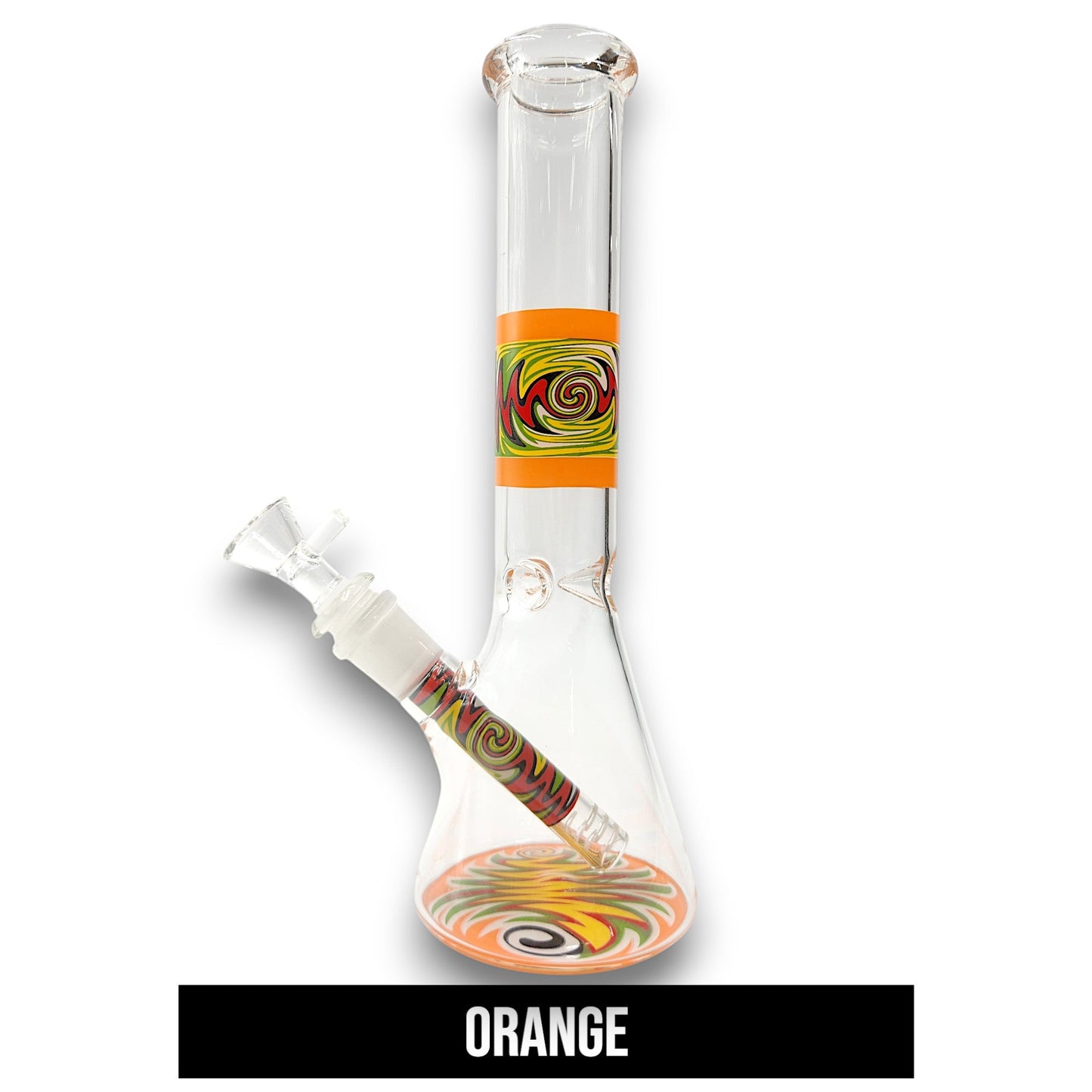 10" Orange Color Swirl Beaker Bong