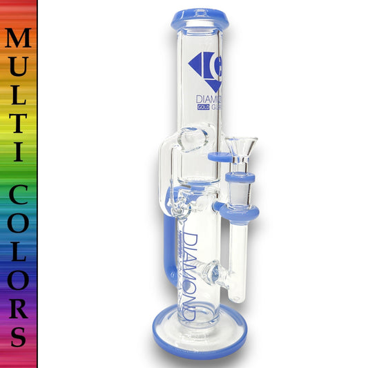 11" Diamond Inline Perc Straight Barrel Recycler Bong