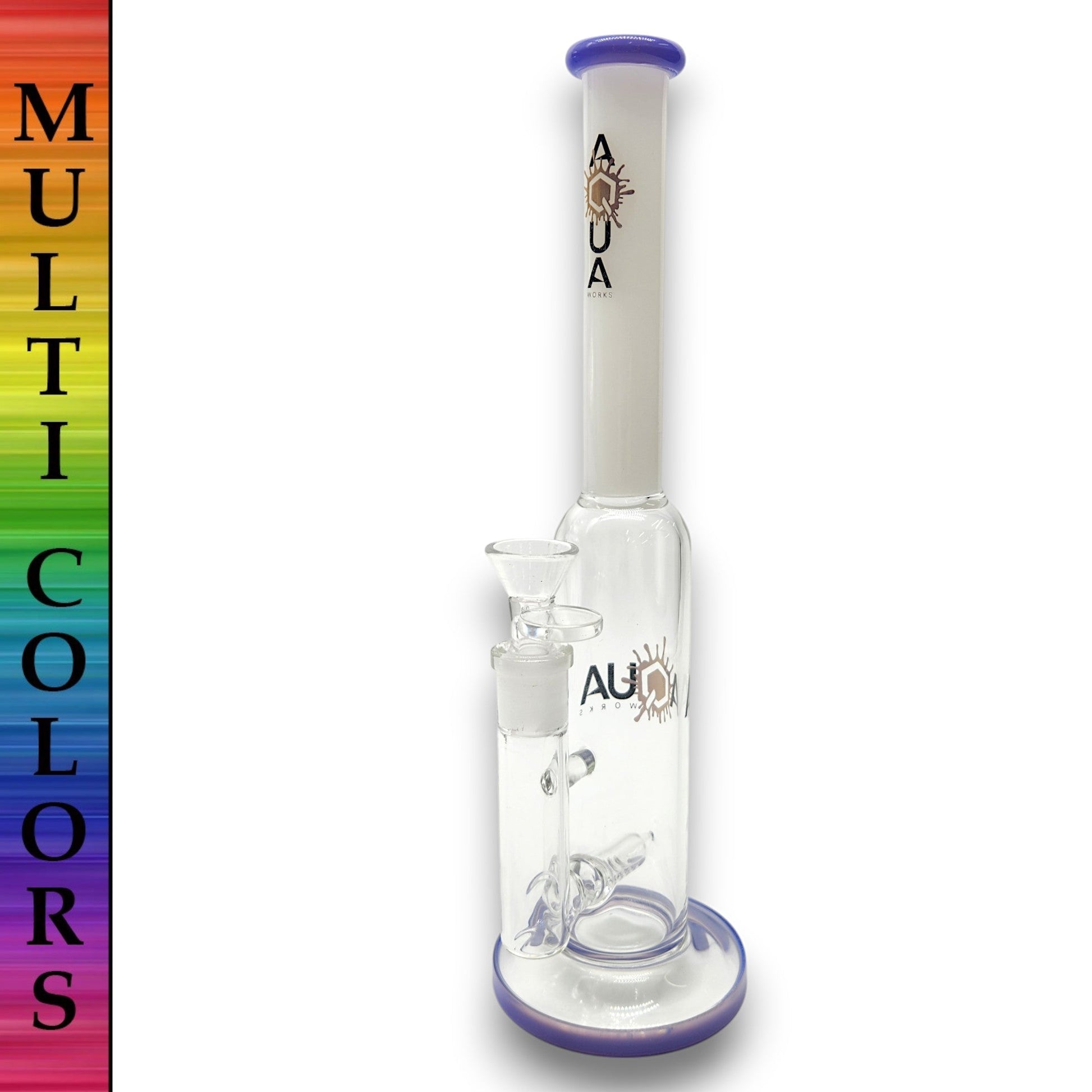 12" Aqua Works Inline Perc Straight Tube Bong