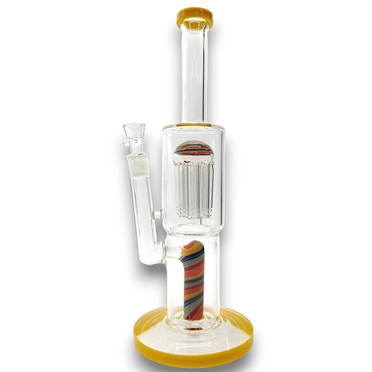 12" Barber Color Swirl Tree Percolator Barrel Bong