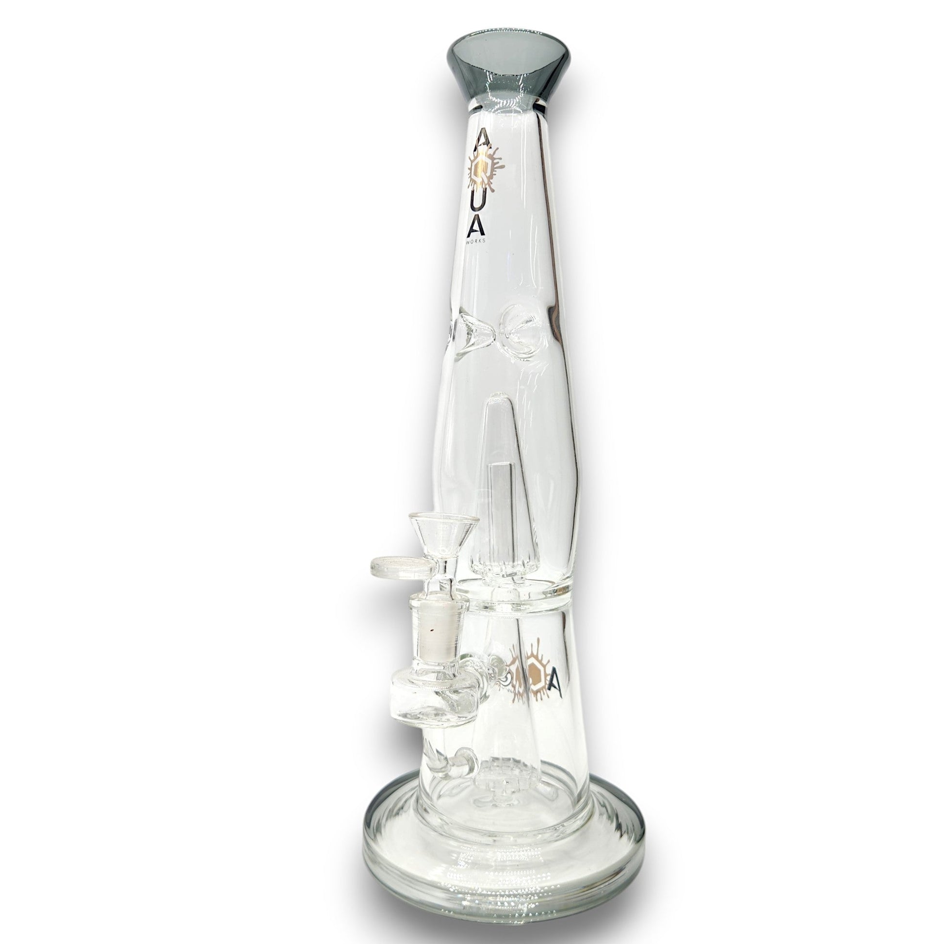 13" Aqua Works Showerhead Perc Cone Straight Tube Bong