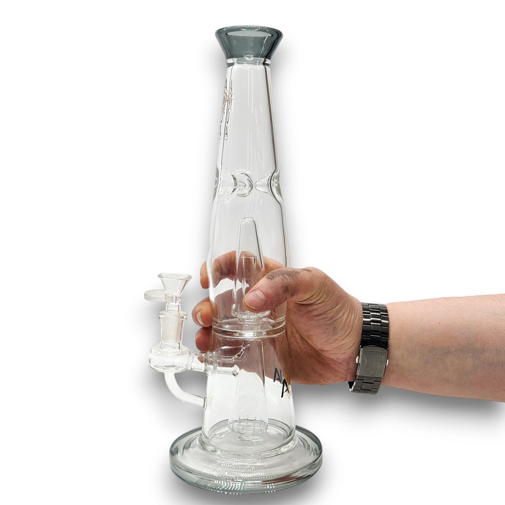 13" Aqua Works Showerhead Perc Cone Straight Tube Bong