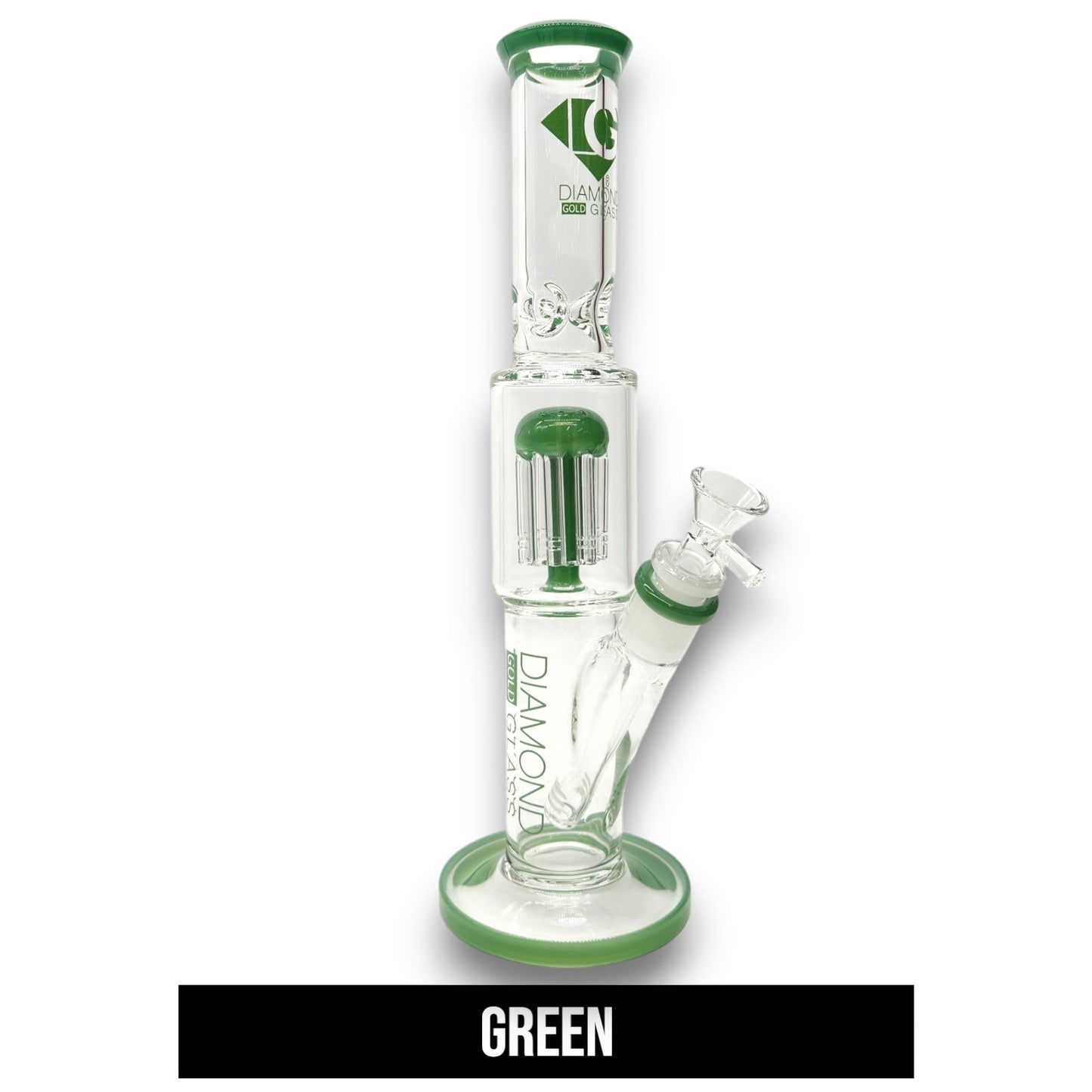 13" Diamond Glass Tree Percolator Straight Tube Bong
