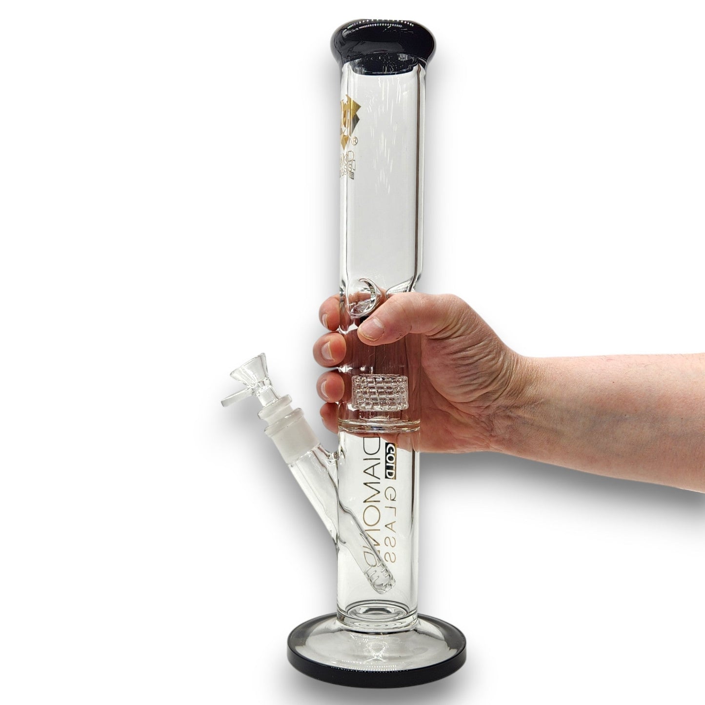 15" Diamond Glass Matrix Showerhead Perc Straight Tube Bong