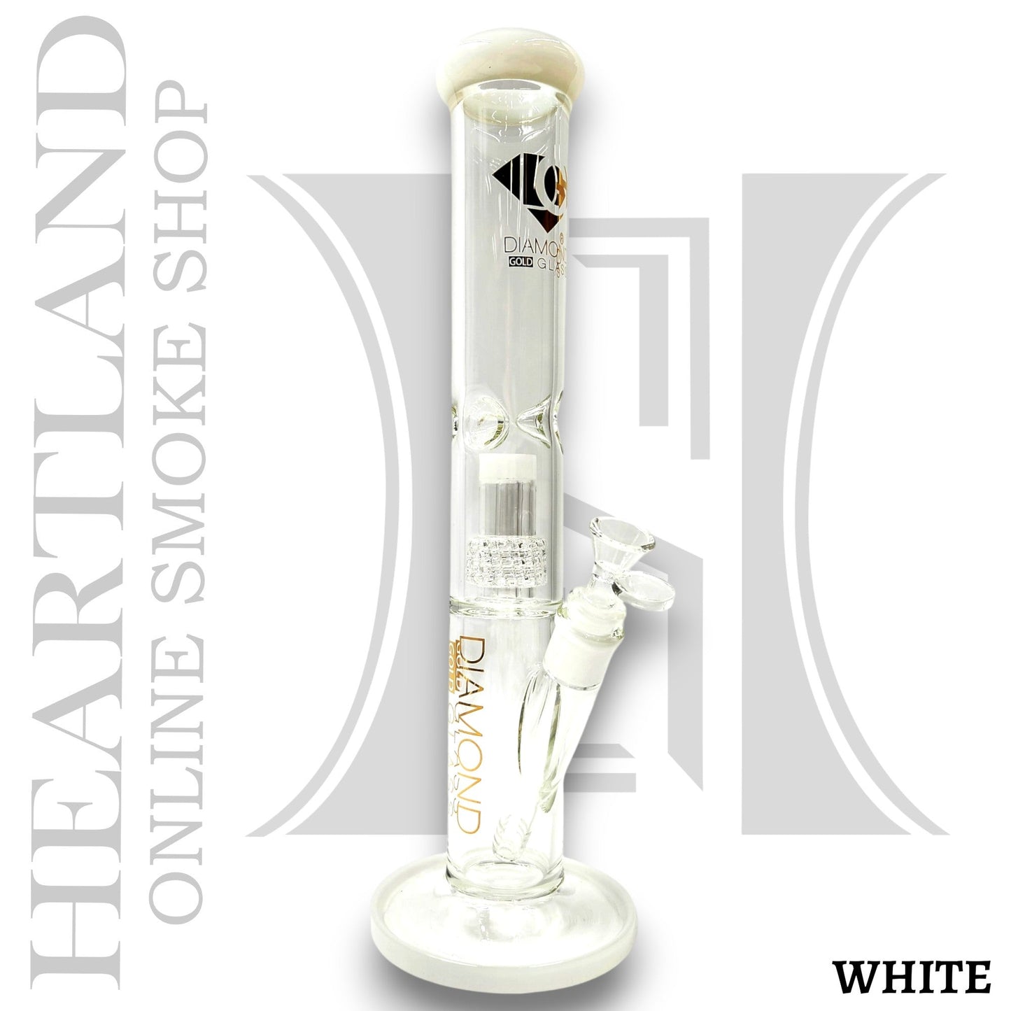 15" Diamond Glass Matrix Showerhead Perc Straight Tube Bong