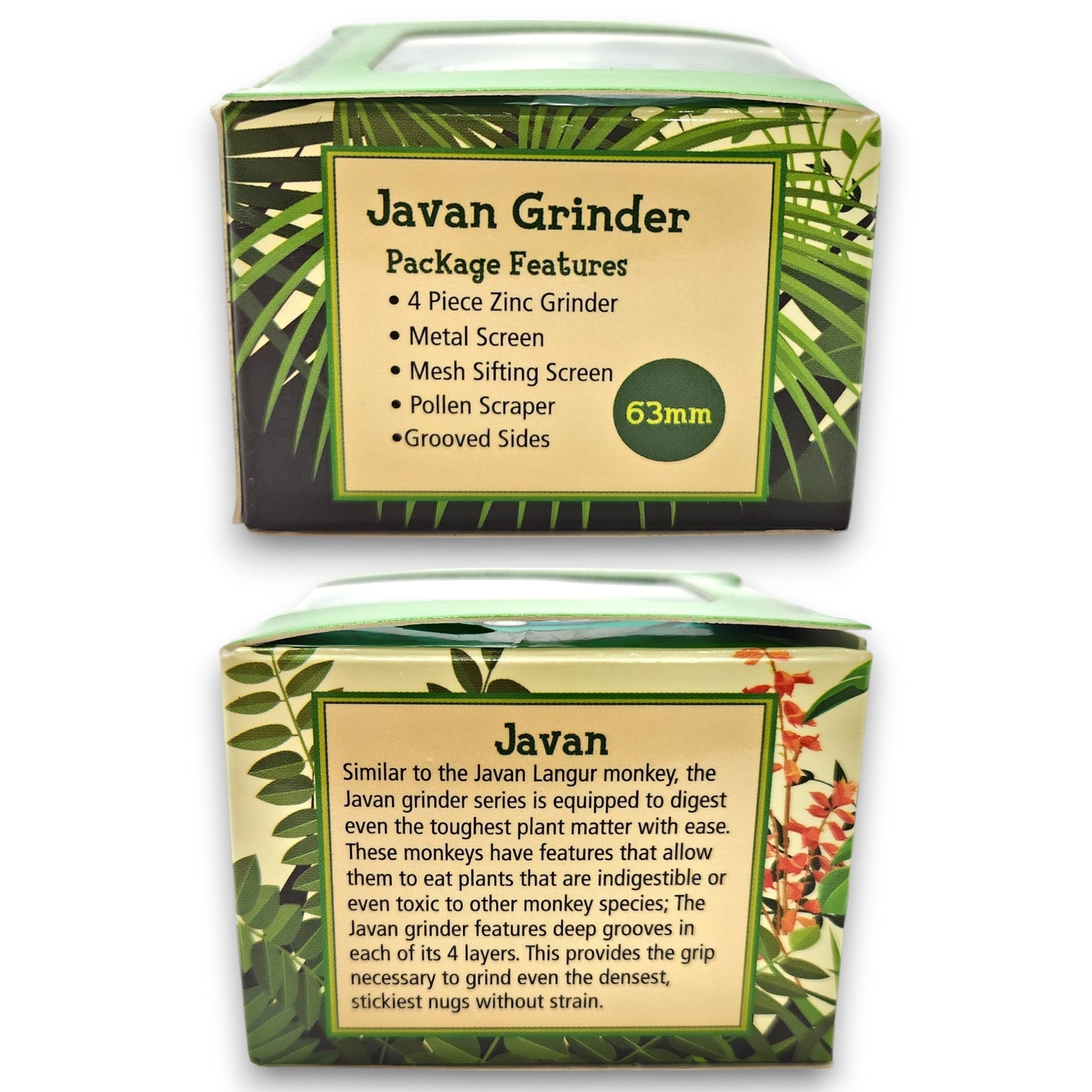 2 - 1/2" Green Monkey Javan Zinc 4 Piece Grinder