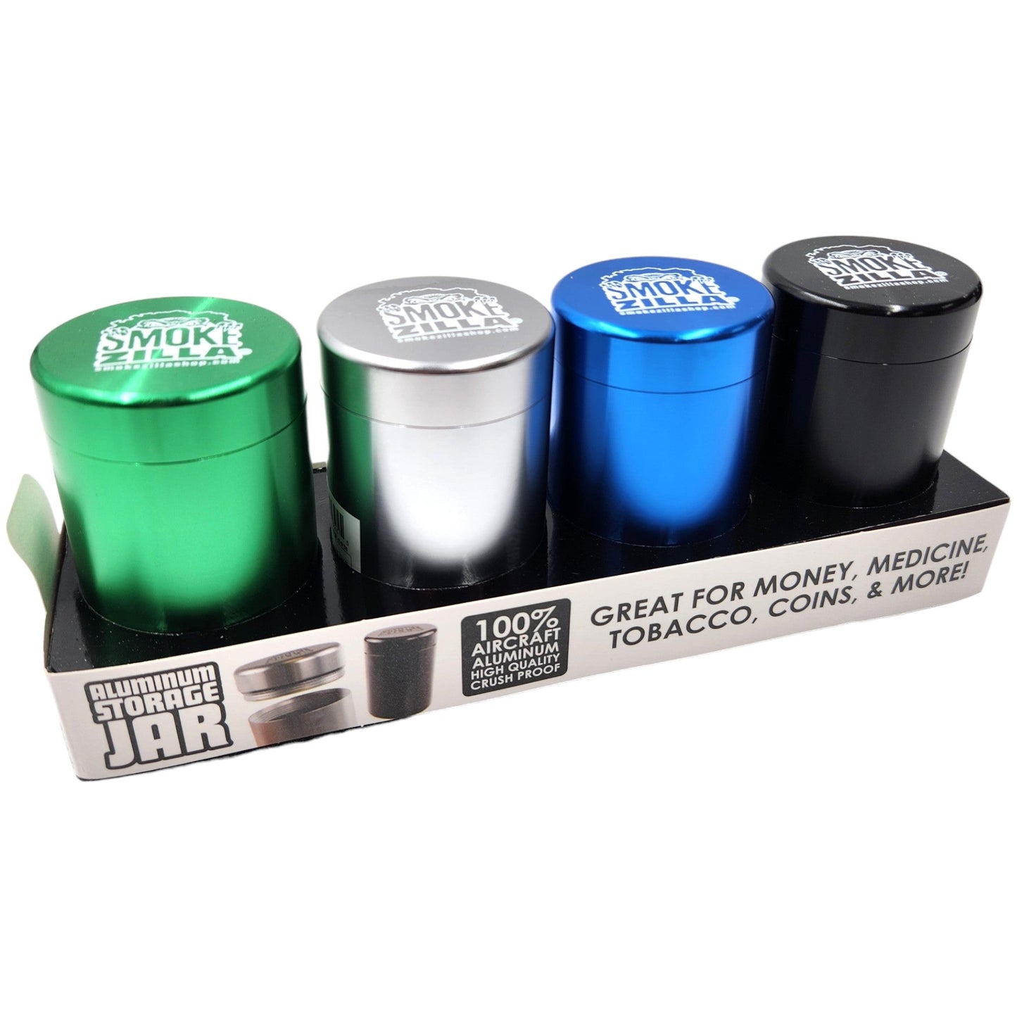 2 - 1/2" Tall Smokezilla Smell Proof Metal Jar Set of 4