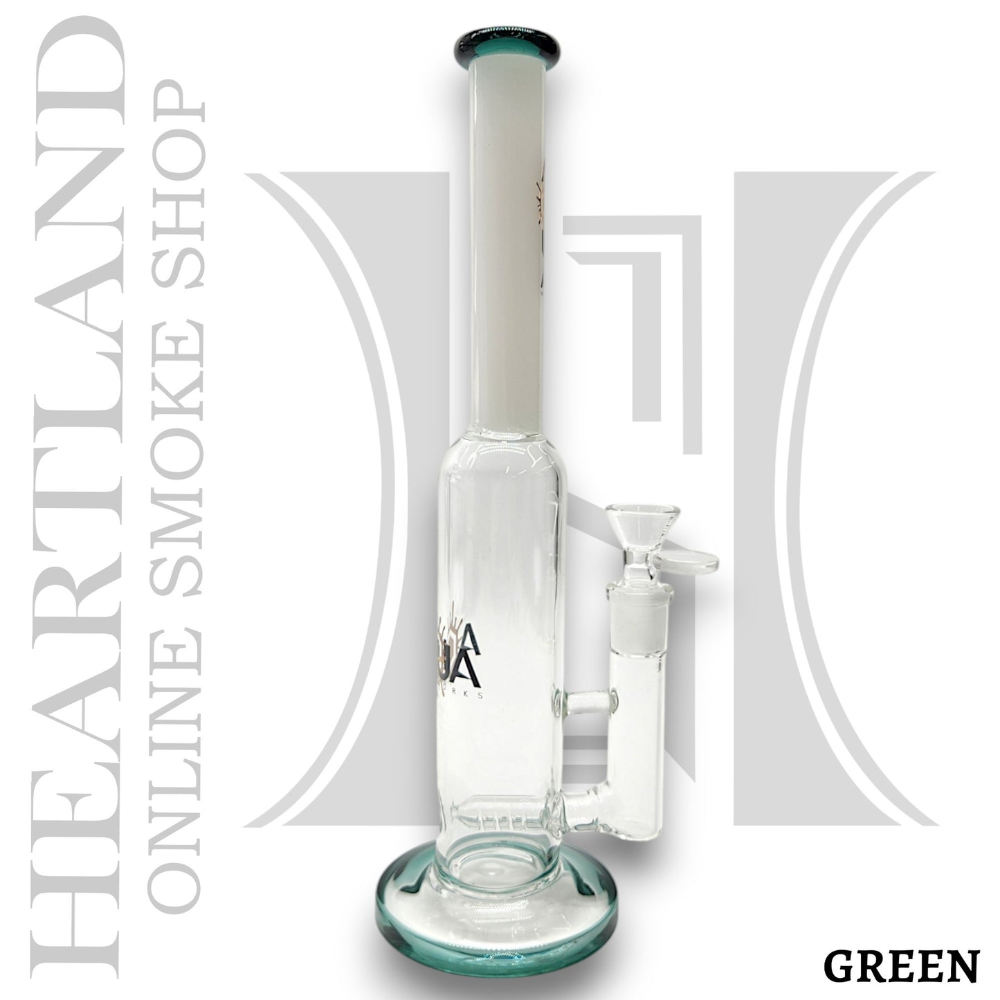 12" Aqua Works Inline Perc Straight Tube Bong
