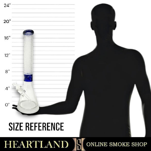 18" Heavy Duty Star Etched Glass Design Beaker Bong