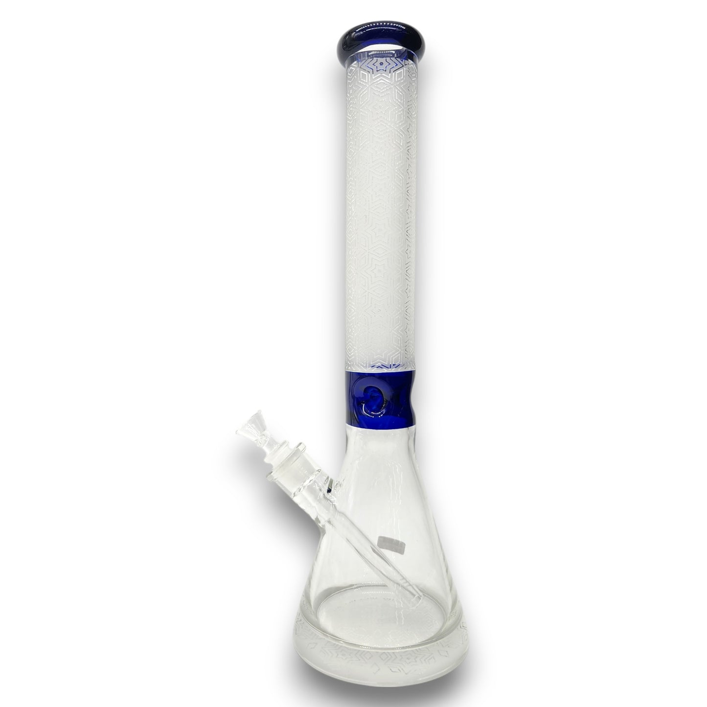 18" Heavy Duty Star Etched Glass Design Beaker Bong