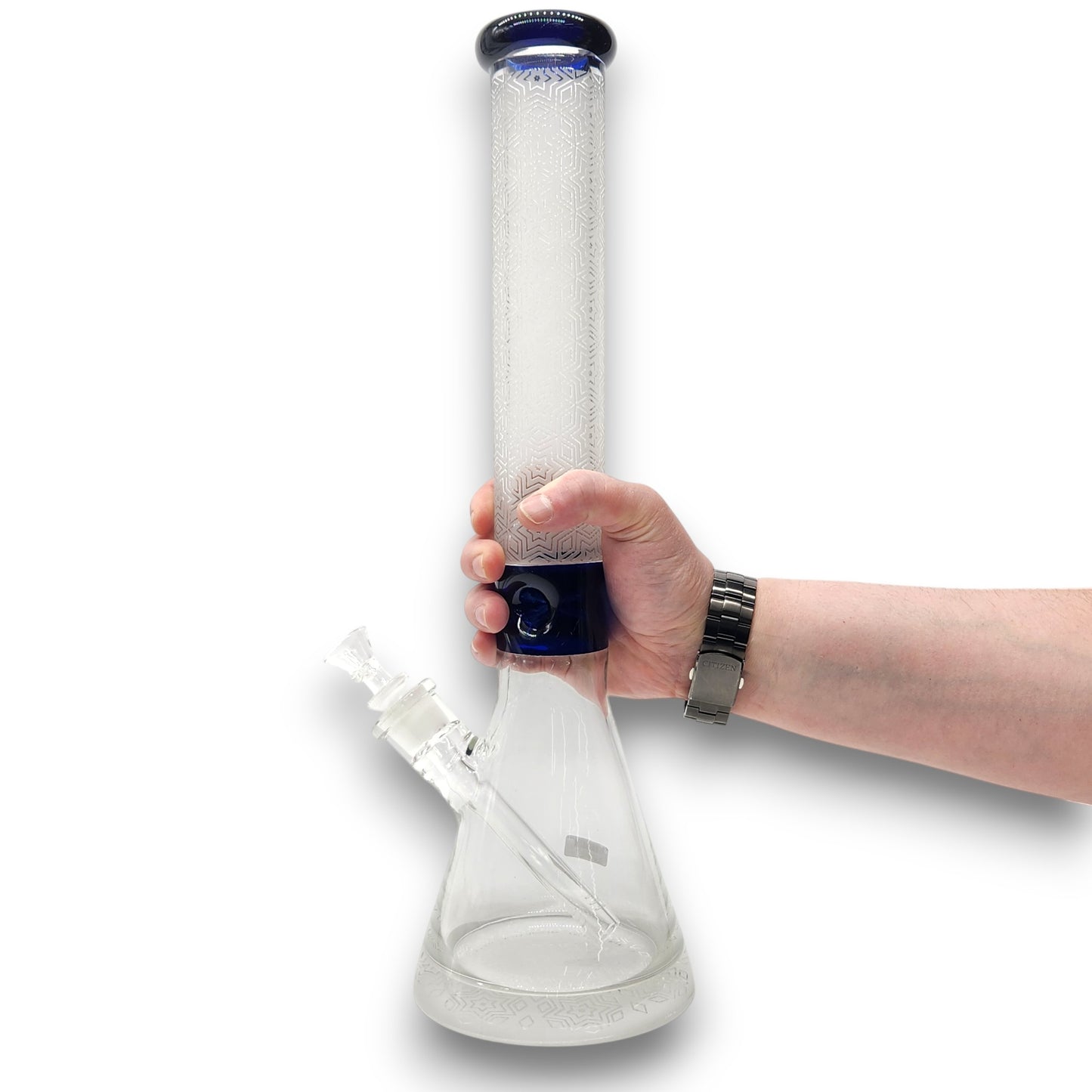 18" Heavy Duty Star Etched Glass Design Beaker Bong