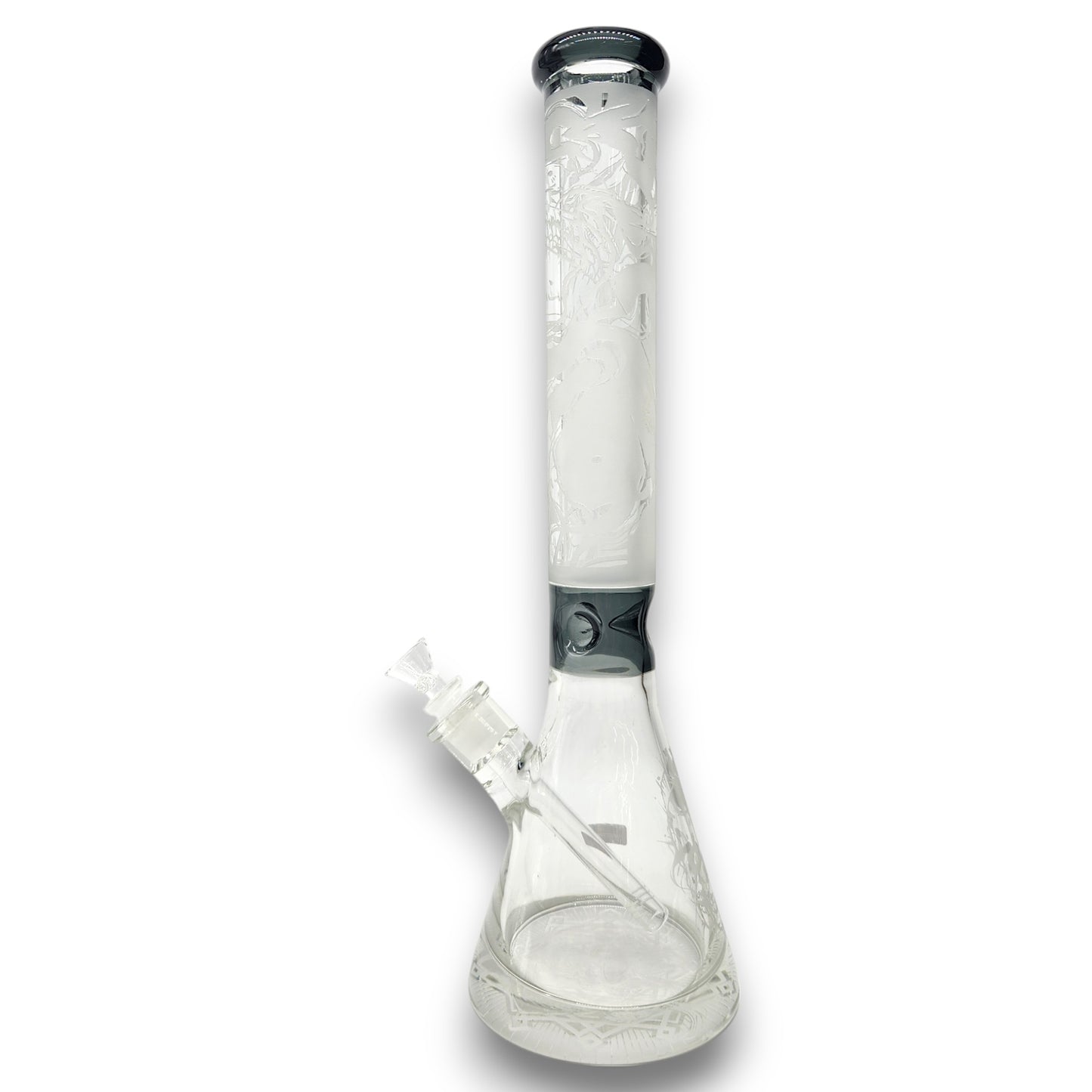 18" Heavy Duty Skull Etched Glass Design Beaker Bong