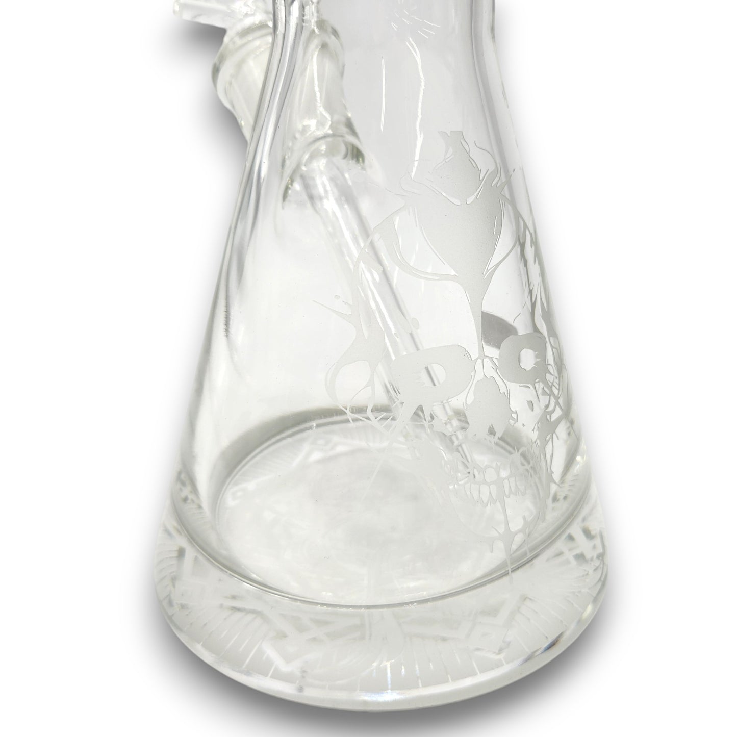 18" Heavy Duty Skull Etched Glass Design Beaker Bong