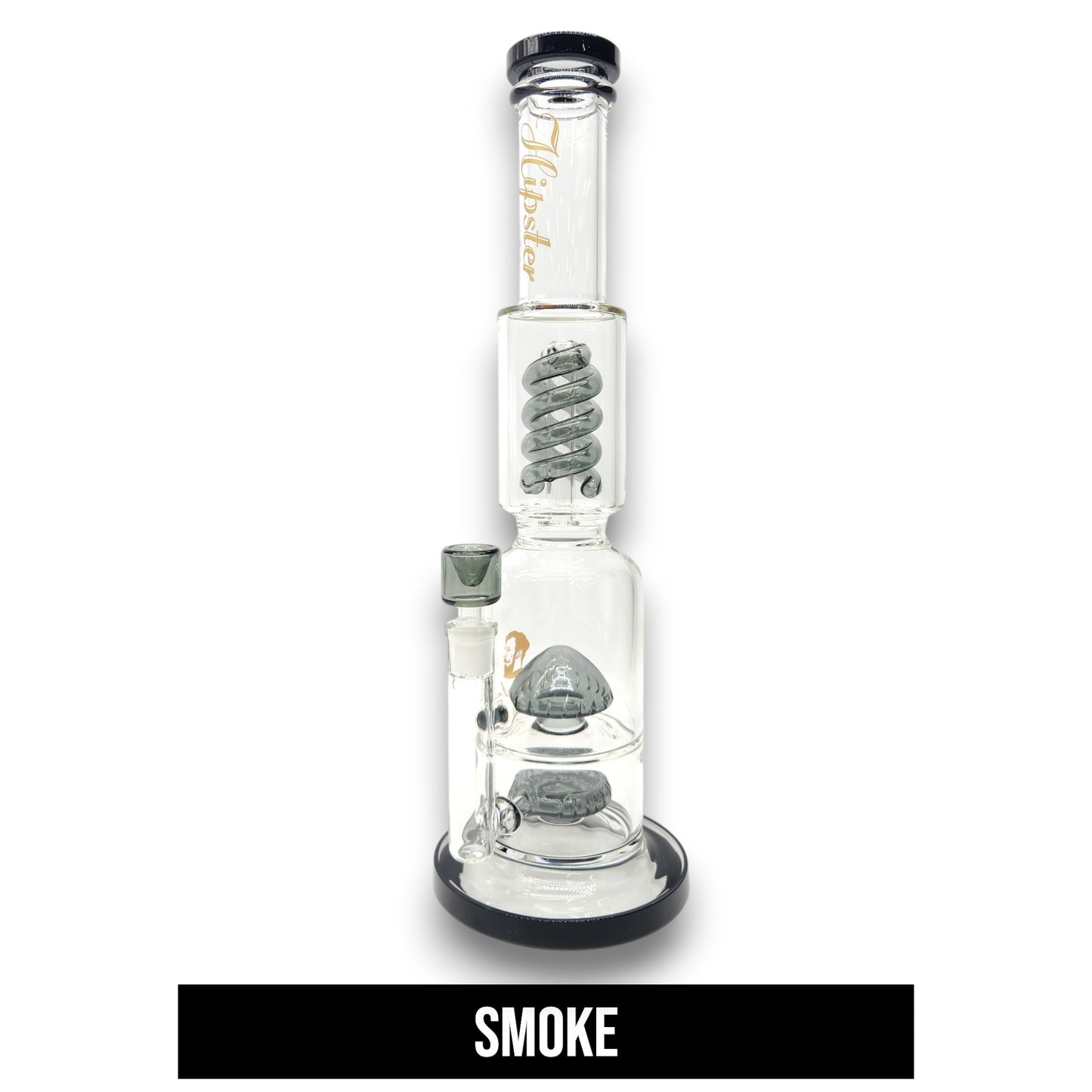 17" Hipster Triple Coil and Mushroom Perc Straight Tube Bong