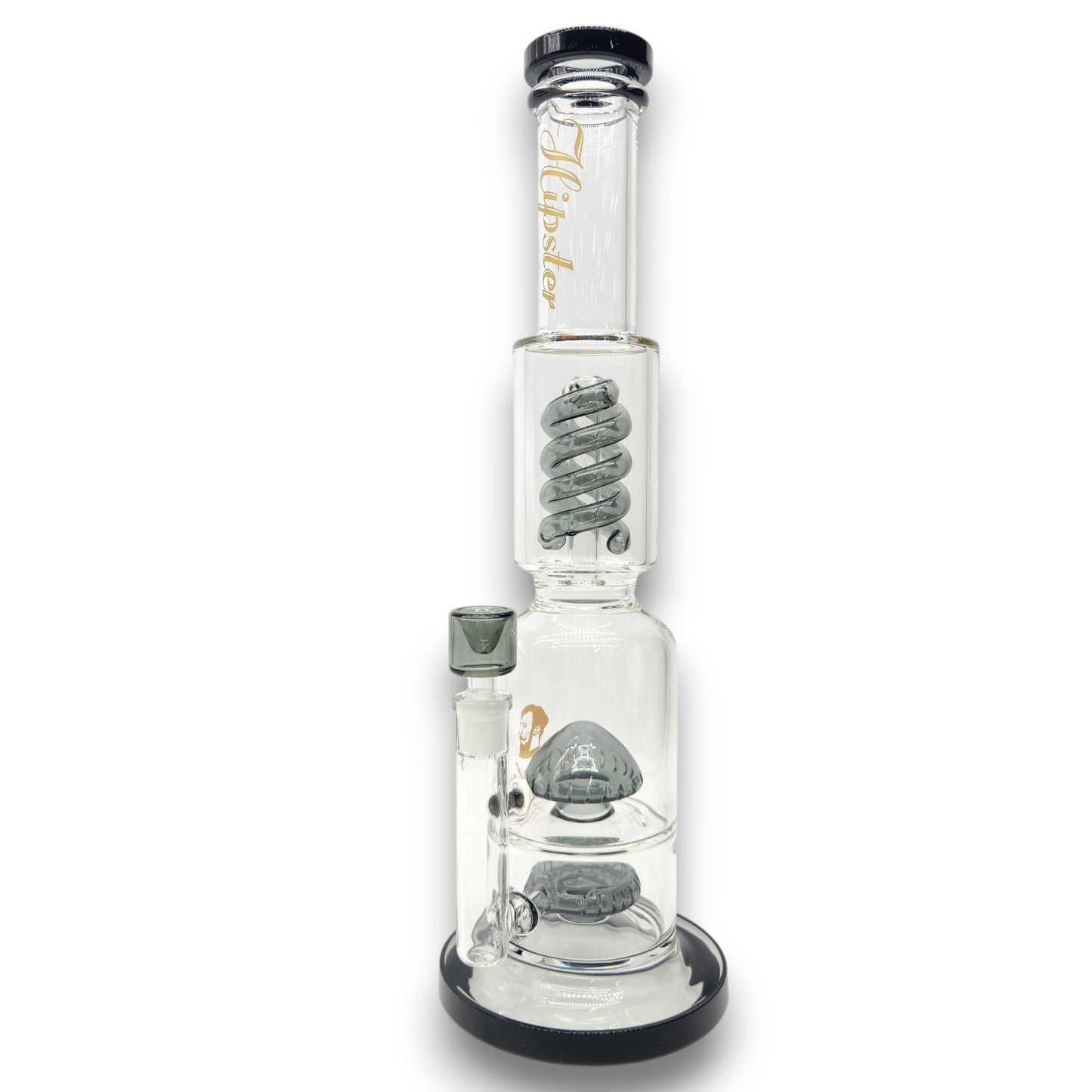 17" Hipster Triple Coil and Mushroom Perc Straight Tube Bong
