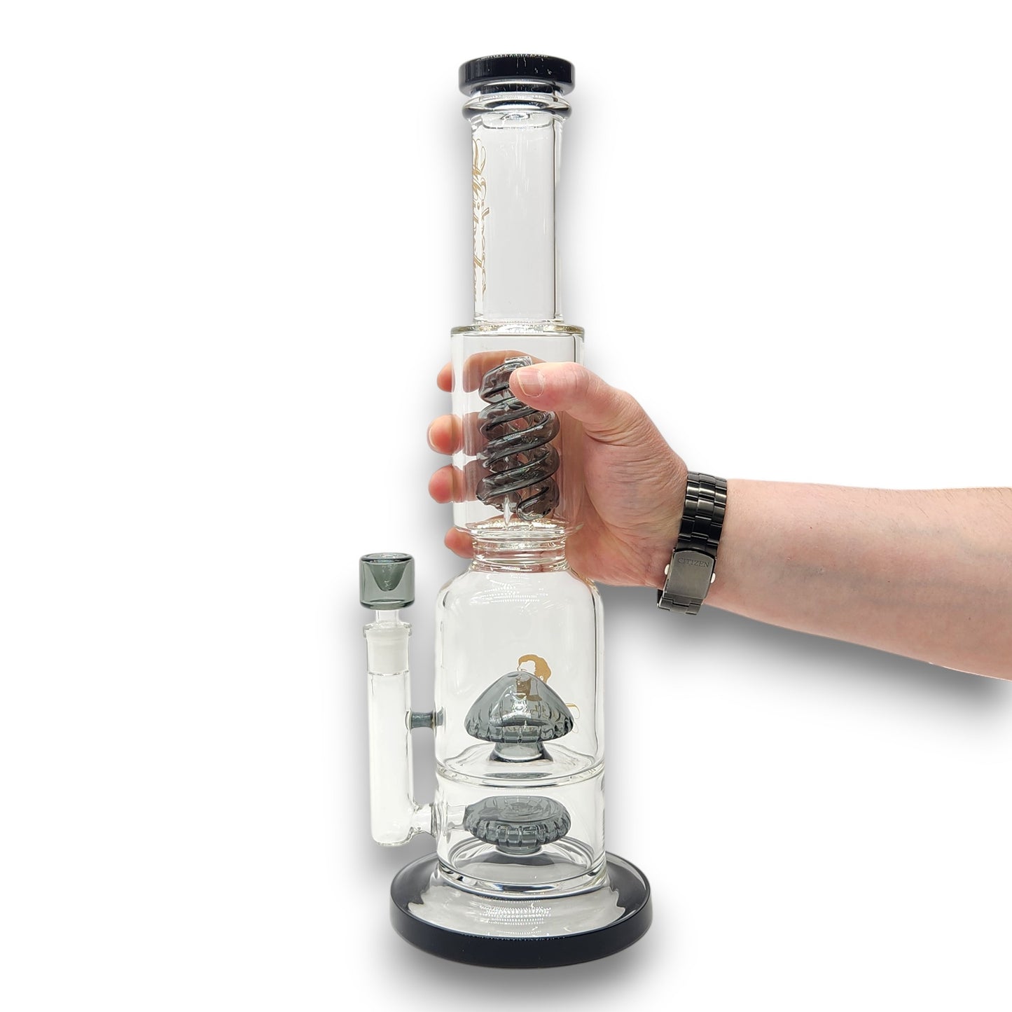 17" Hipster Triple Coil and Mushroom Perc Straight Tube Bong