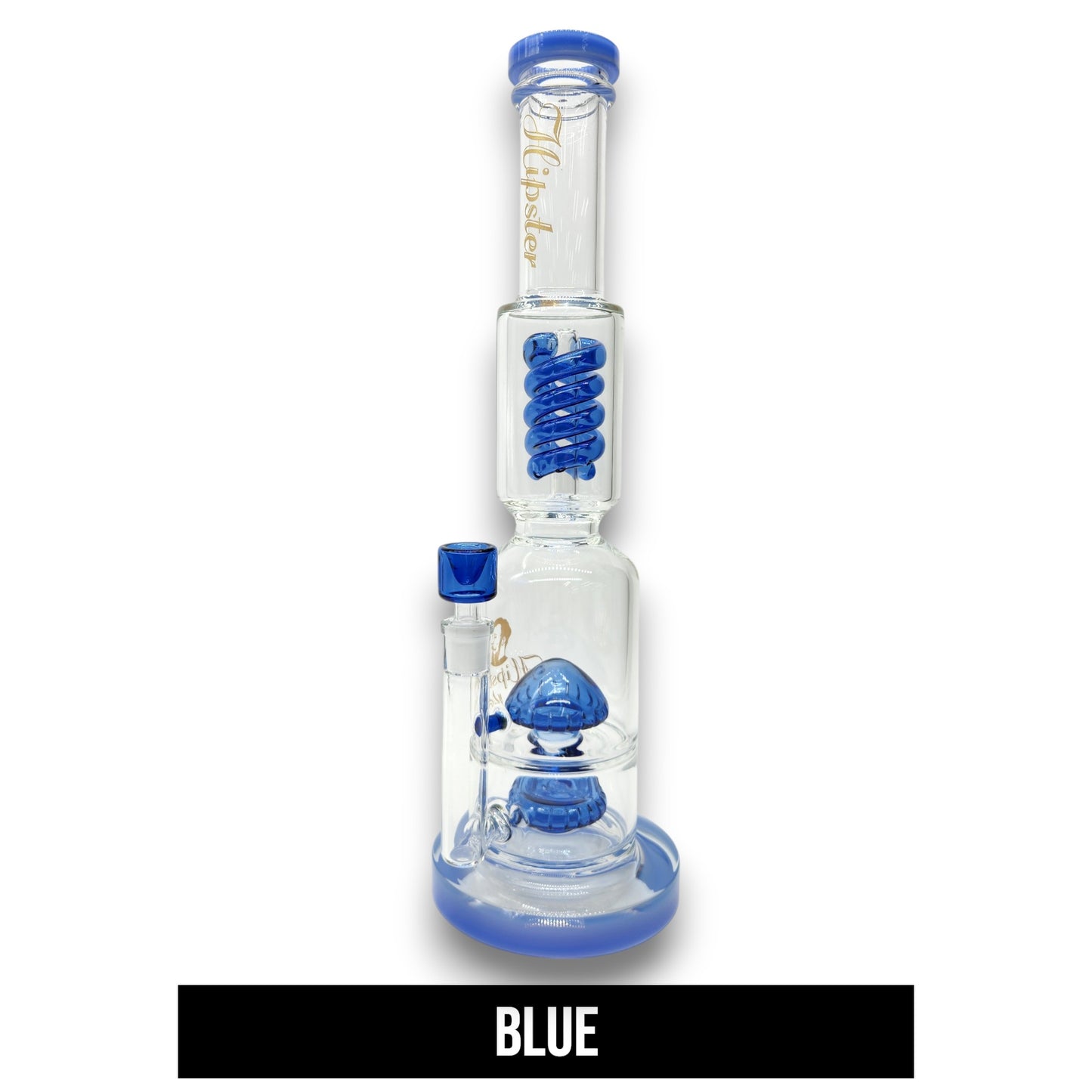 17" Hipster Triple Coil and Mushroom Perc Straight Tube Bong