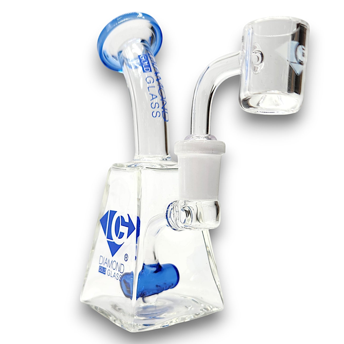 5.5" Diamond Glass Mini Rig Pocket Bubbler Barrel Perc Bong