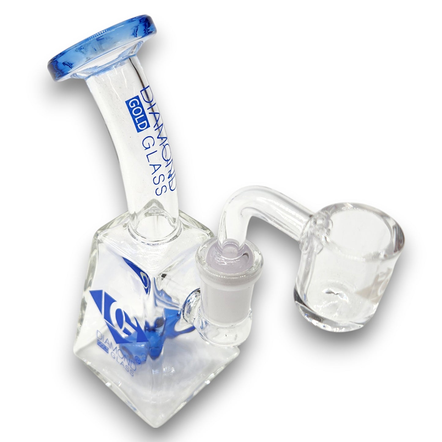5.5" Diamond Glass Mini Rig Pocket Bubbler Barrel Perc Bong