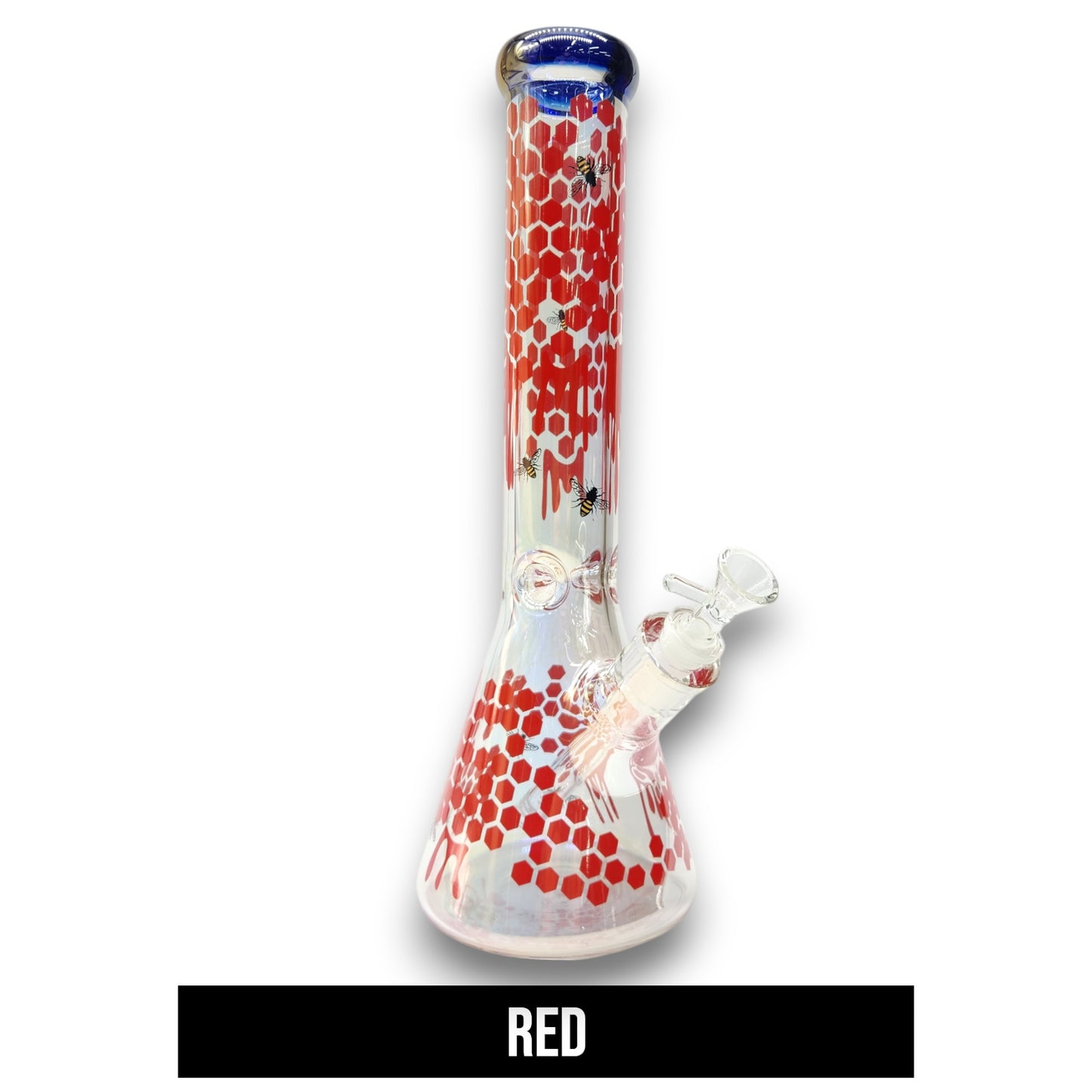 14" Fumed Iridescent Bee Honeycomb Beaker Bong