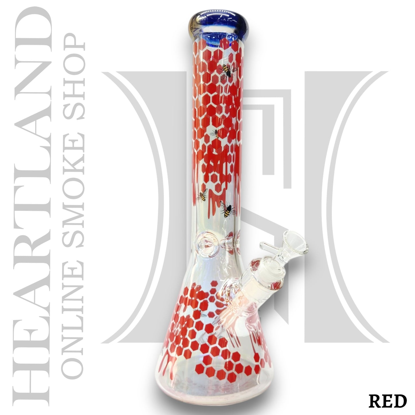14" Fumed Iridescent Bee Honeycomb Beaker Bong
