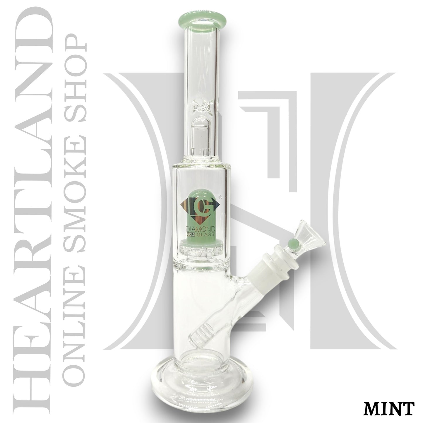 10" Diamond Glass Turbine Showerhead Perc Straight Tube Bong