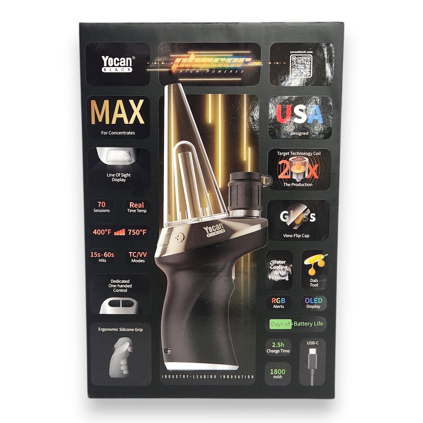 Yocan Black Phaser Max Handheld Concentrate Vaporizer