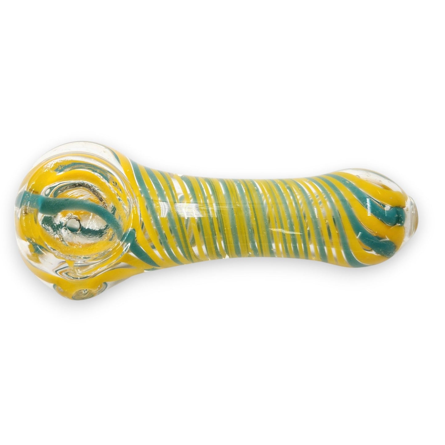 4" Yellow Teal Spiral Bowl