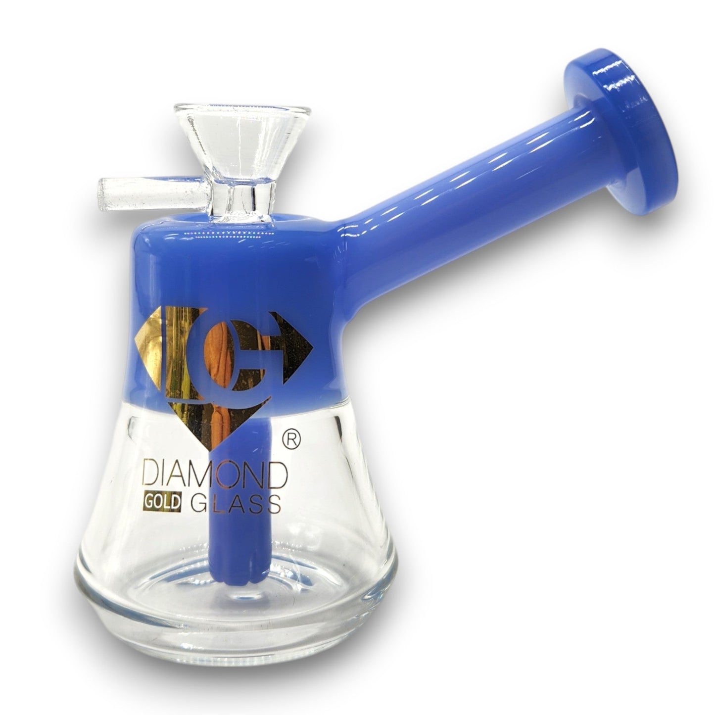 4.5" Diamond Glass Top Color Glass Bubbler