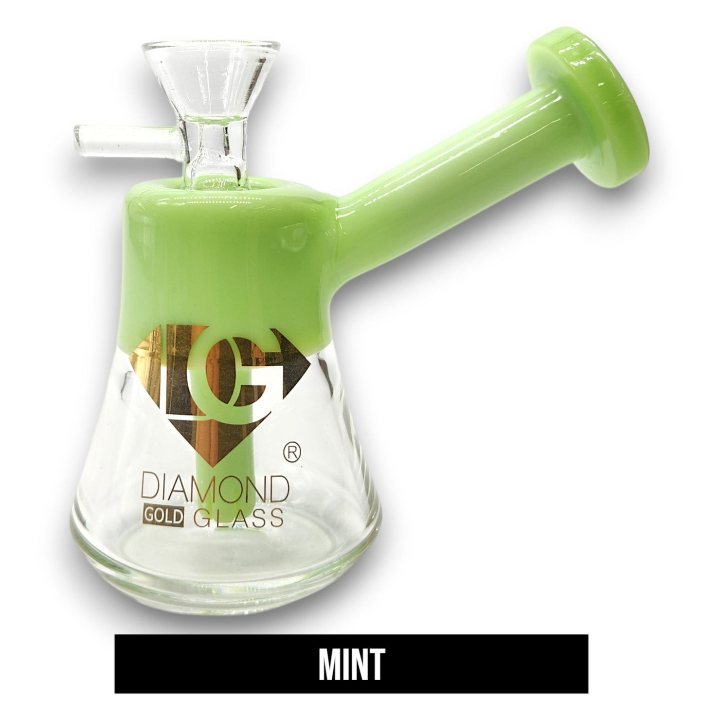 4.5" Diamond Glass Top Color Glass Bubbler