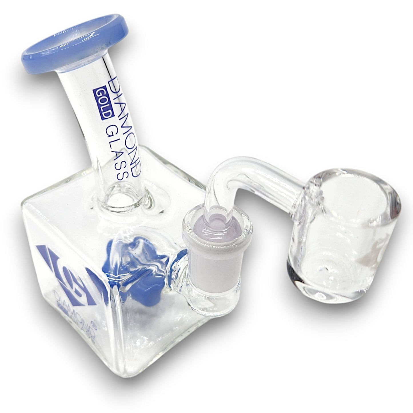 5" Diamond Glass Mini Rig Pocket Bubbler Cross Perc Bong