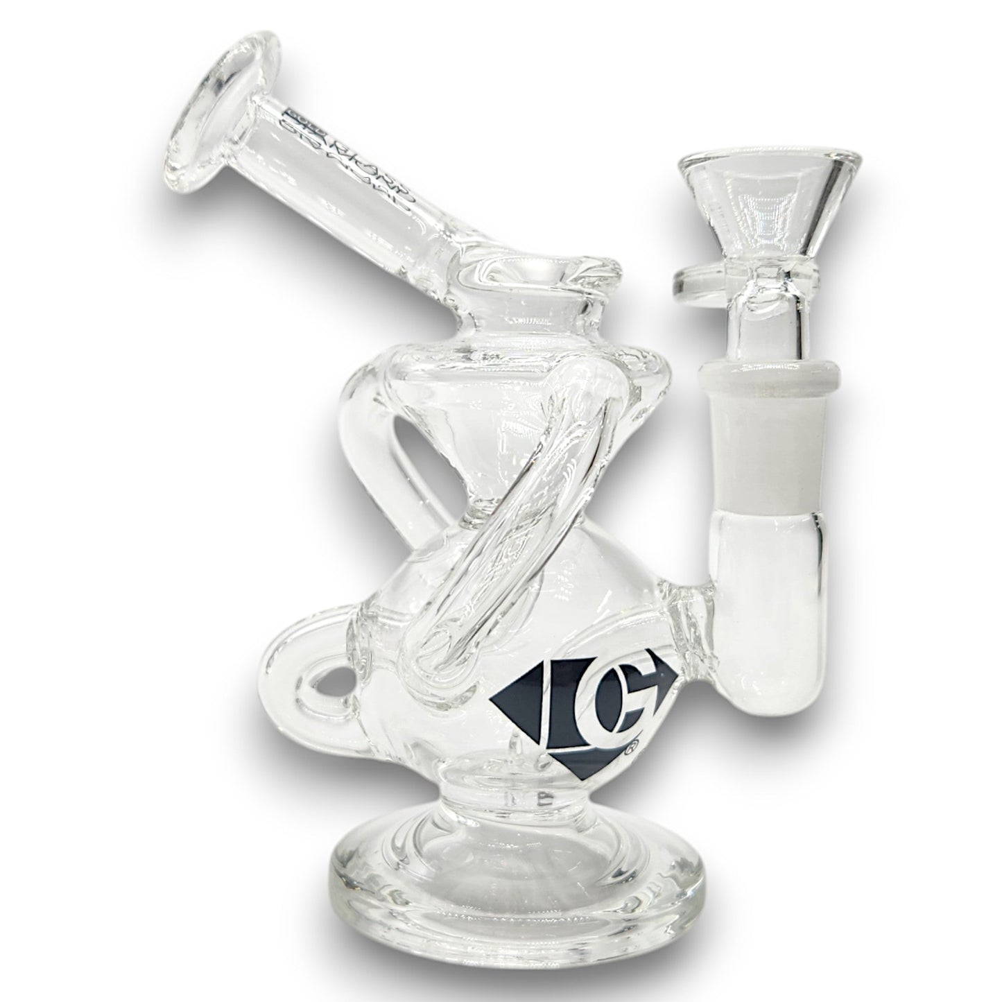 5" Diamond Glass Recycler Perc Pocket Bubbler Mini Bong