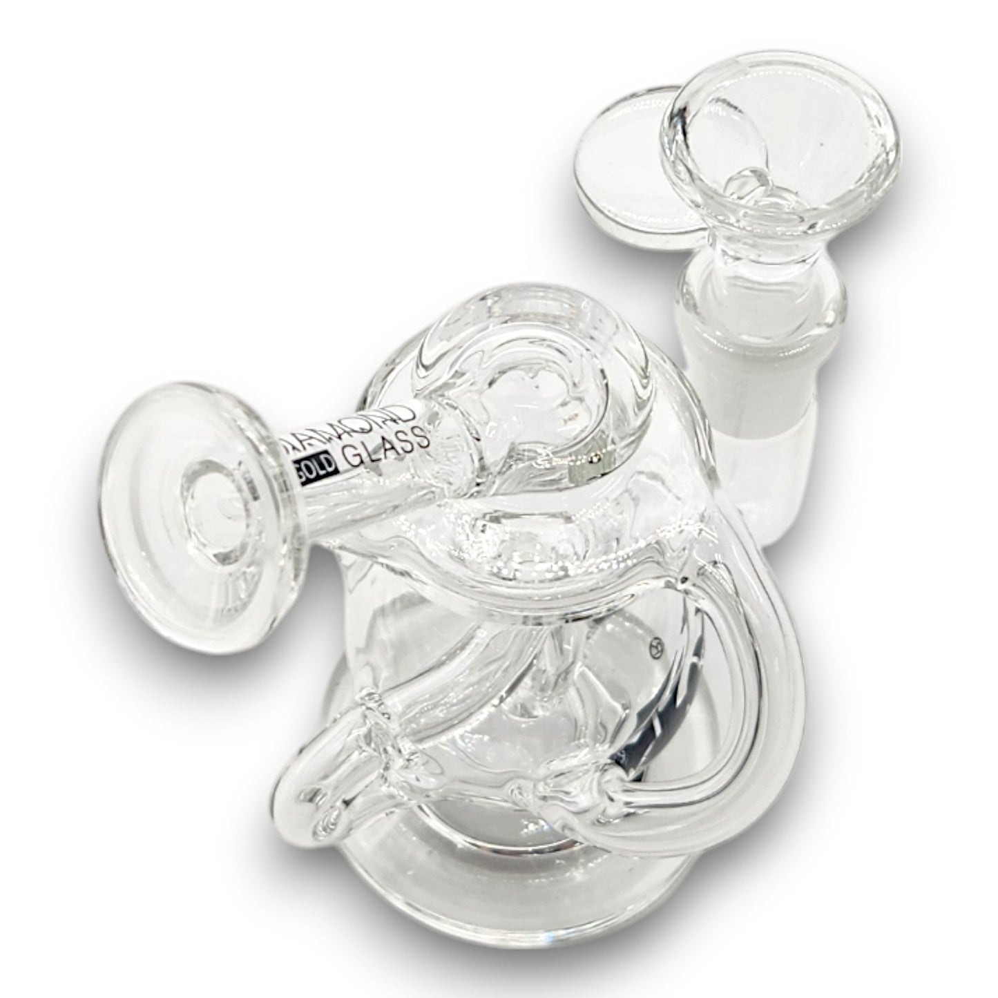 5" Diamond Glass Recycler Perc Pocket Bubbler Mini Bong