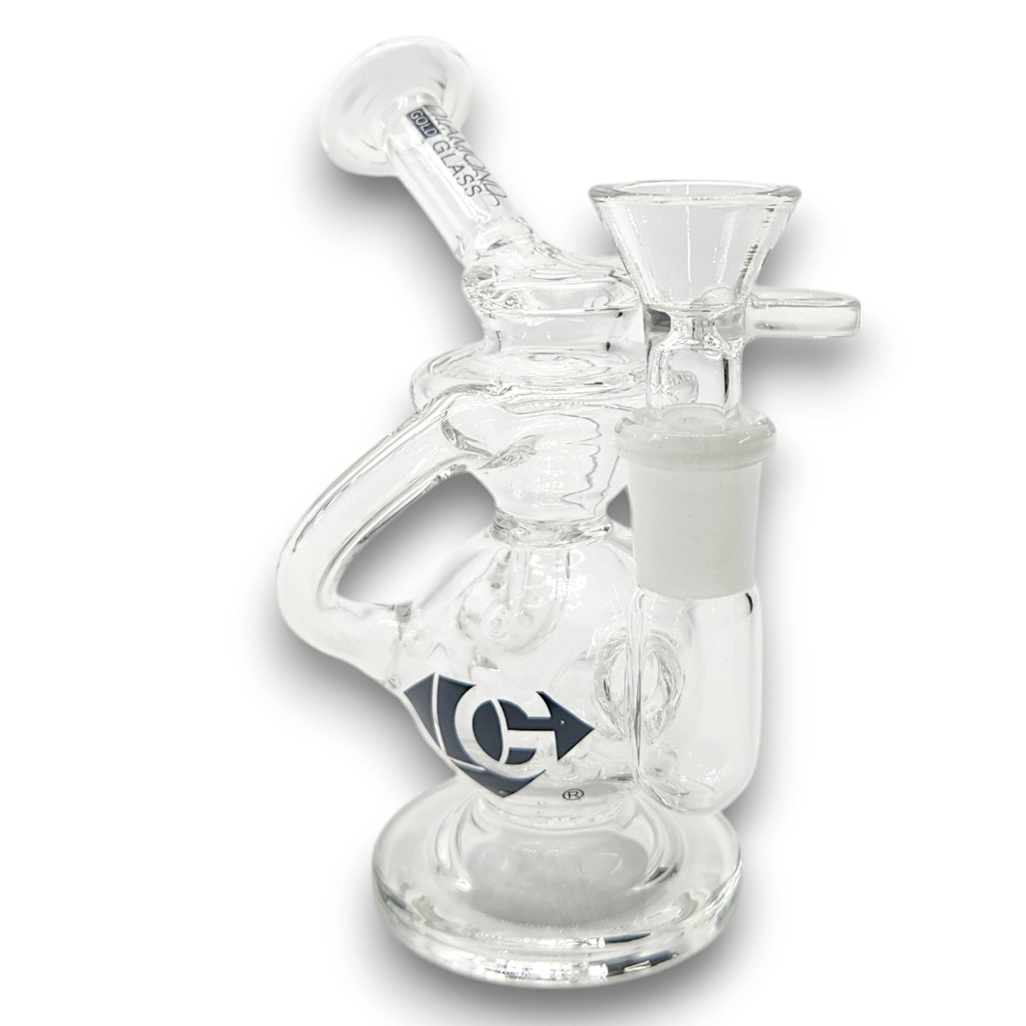 5" Diamond Glass Recycler Perc Pocket Bubbler Mini Bong