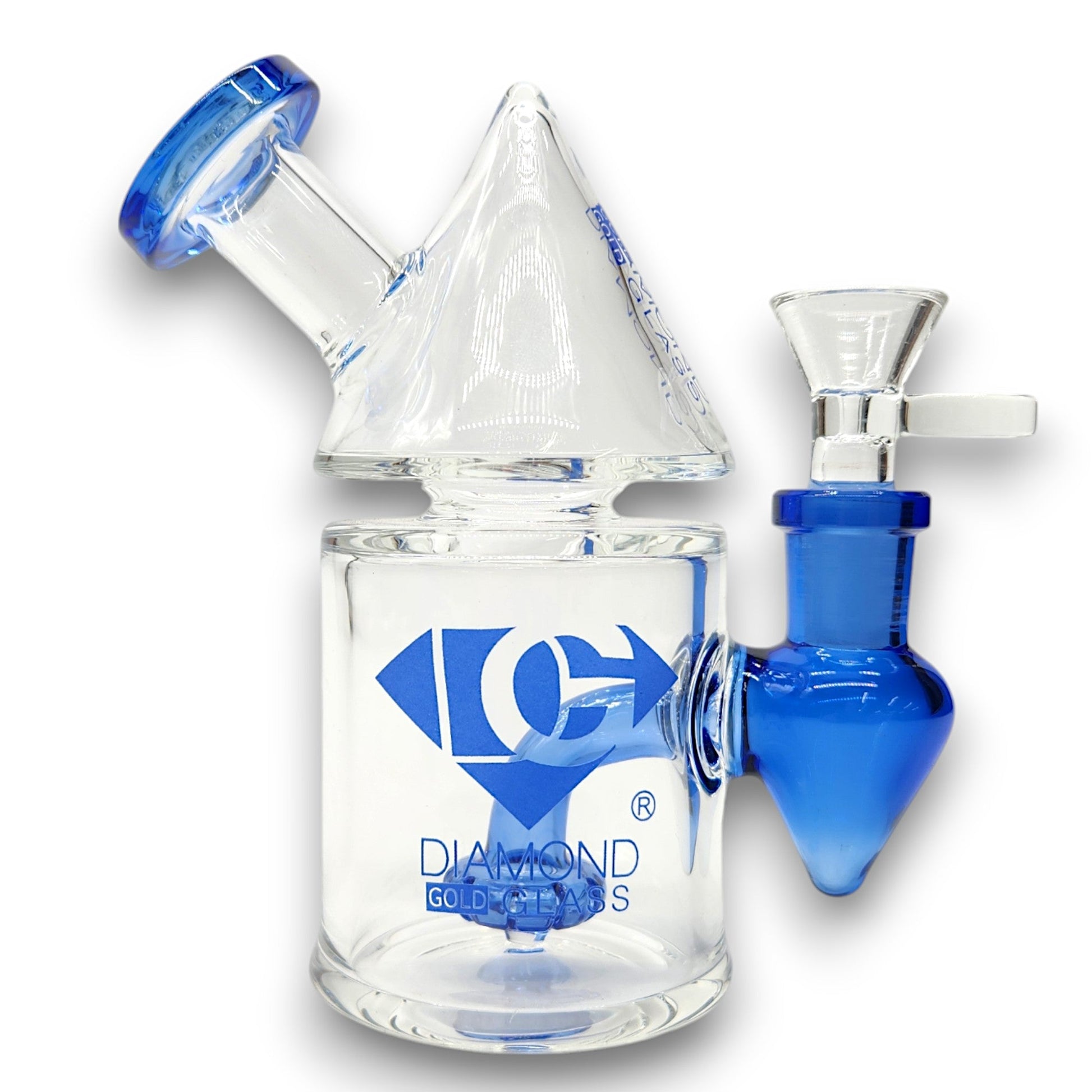 5.5" Diamond Gold Glass Circ Perc Barrel Bong