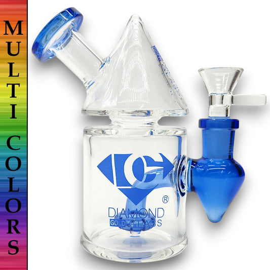 5.5" Diamond Gold Glass Circ Perc Barrel Bong