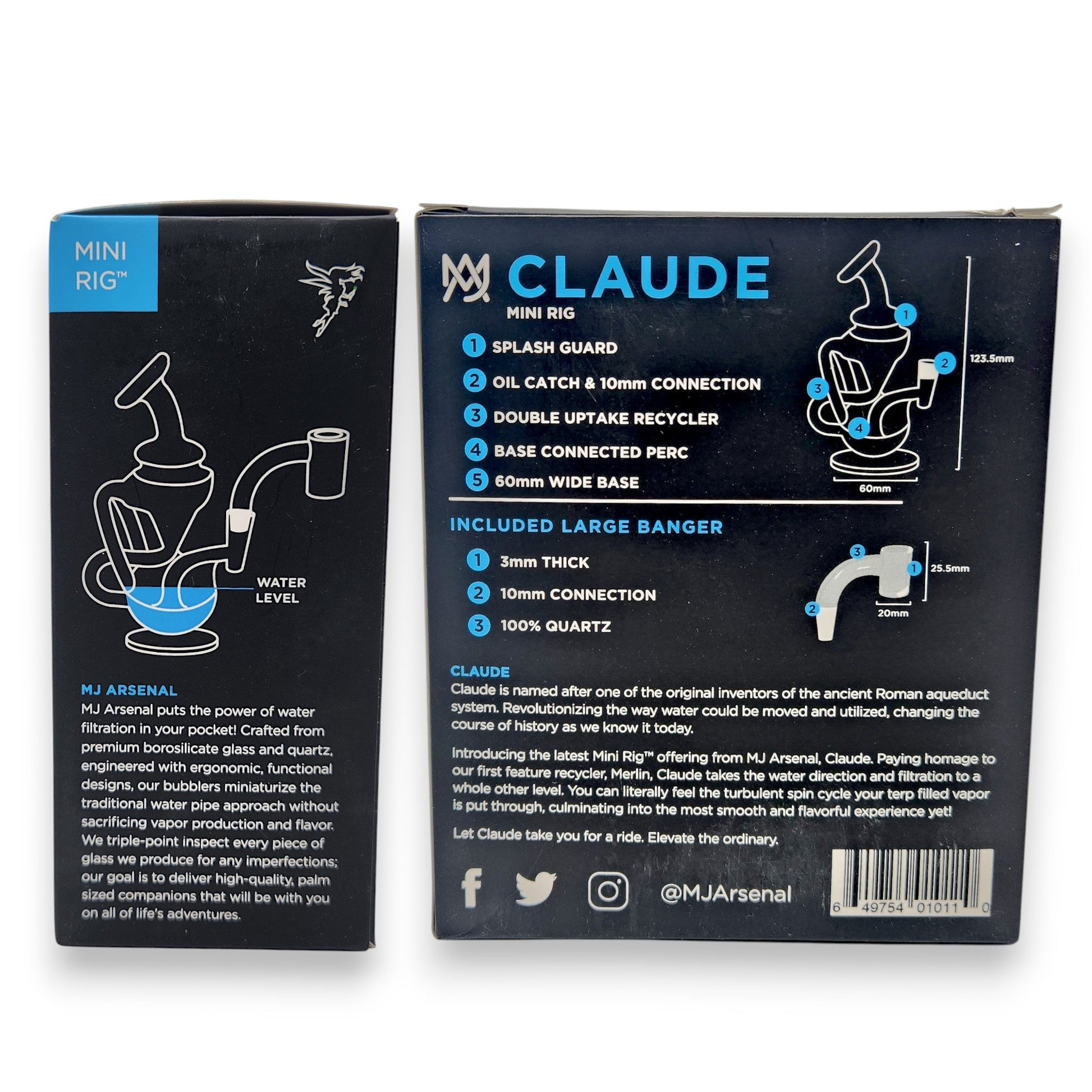 6" MJ Arsenal Claude Recycler Circ Perc Mini Dab Rig Bong