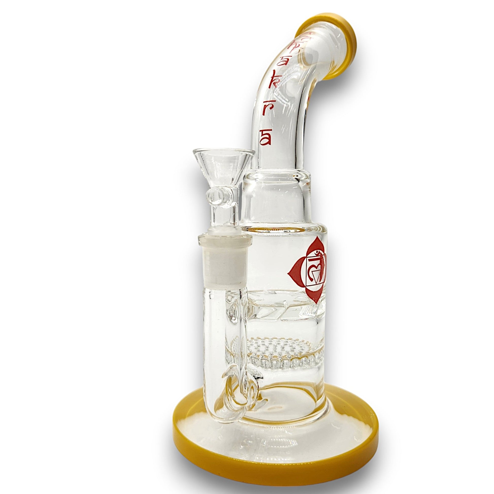9" Chakra Bent Neck Turbine Vortex and Honeycomb Perc Bong