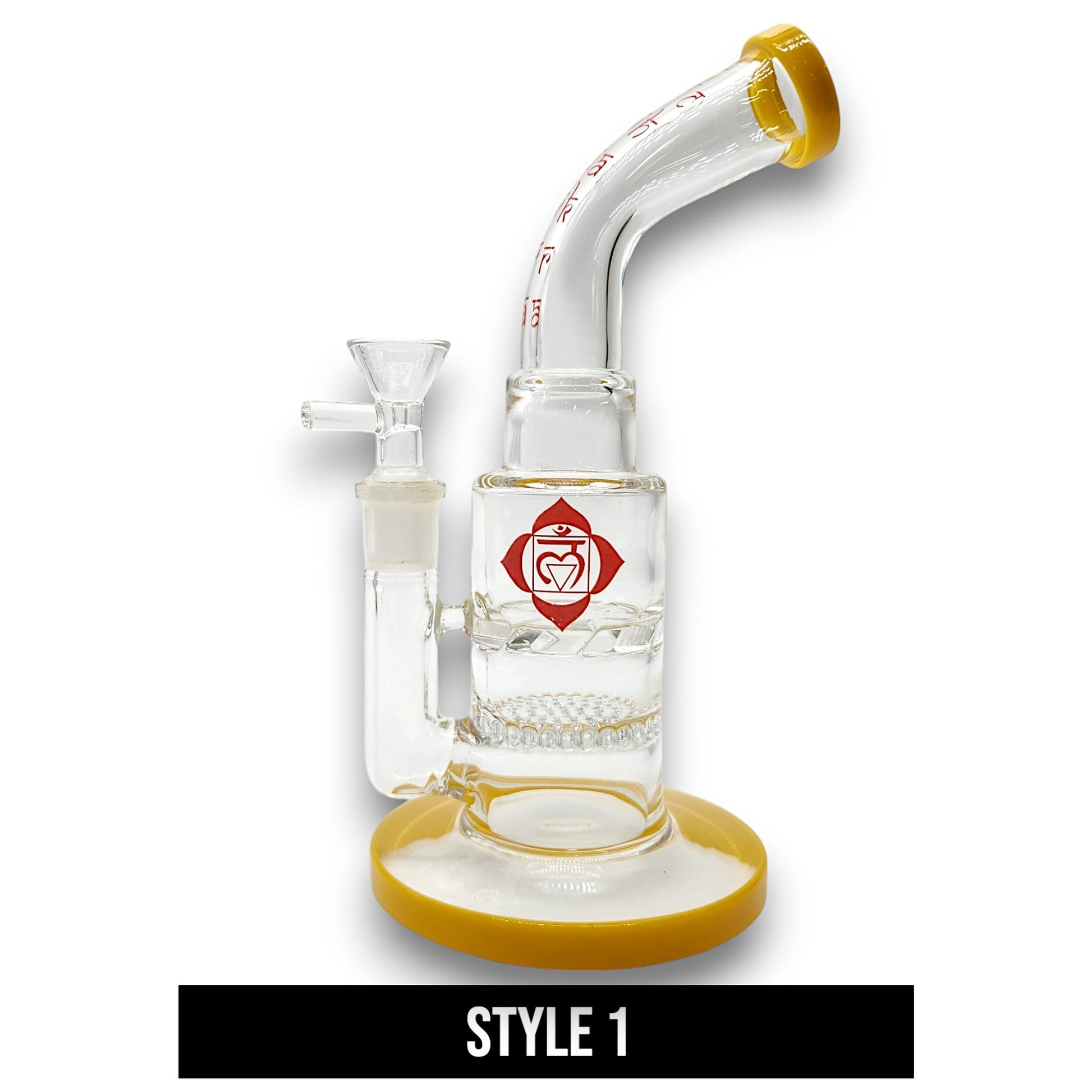 9" Chakra Bent Neck Turbine Vortex and Honeycomb Perc Bong