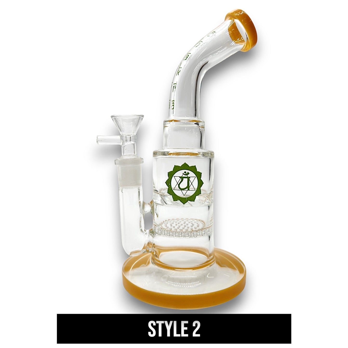 9" Chakra Bent Neck Turbine Vortex and Honeycomb Perc Bong