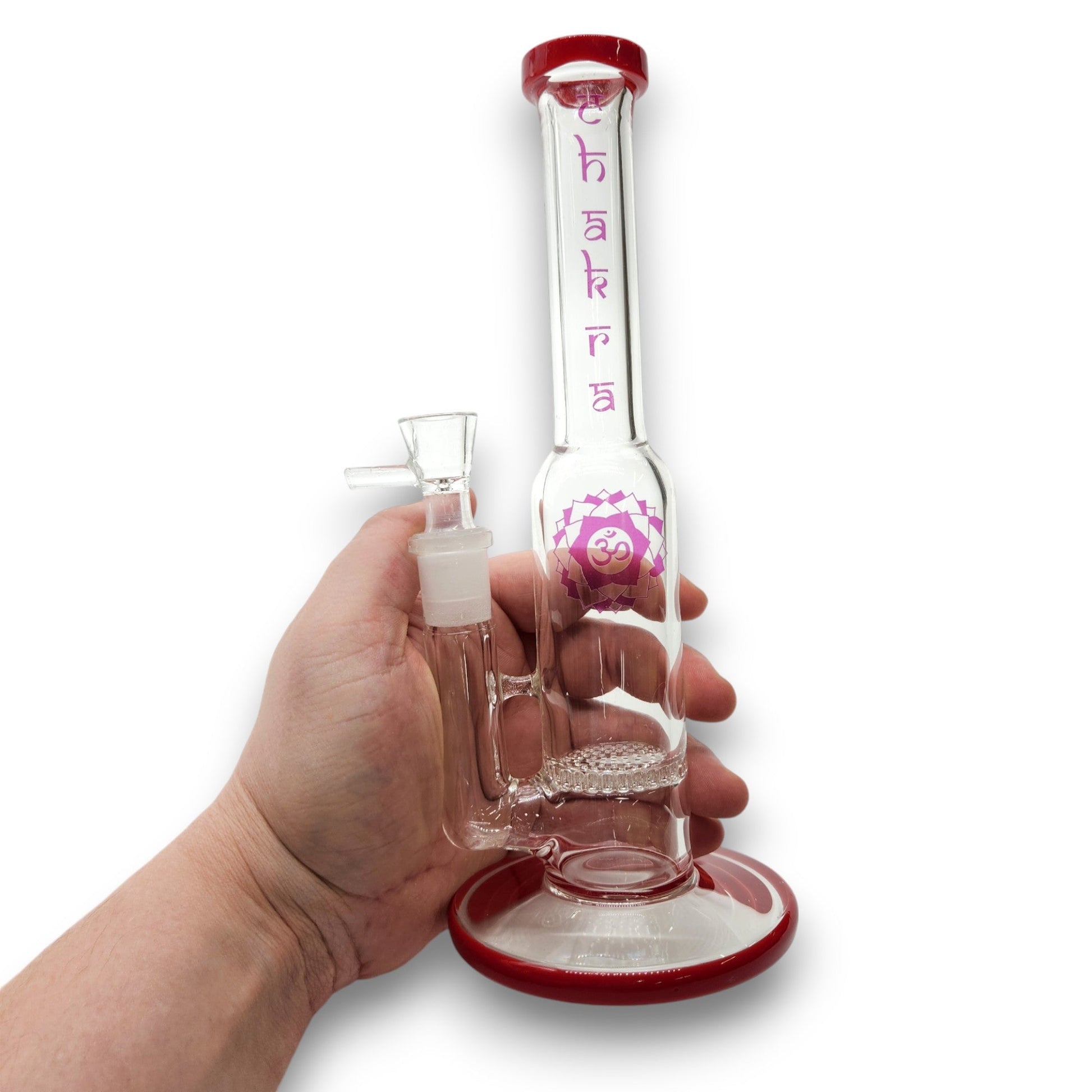 9" Chakra Glass Single Honeycomb Perc Barrel Bong