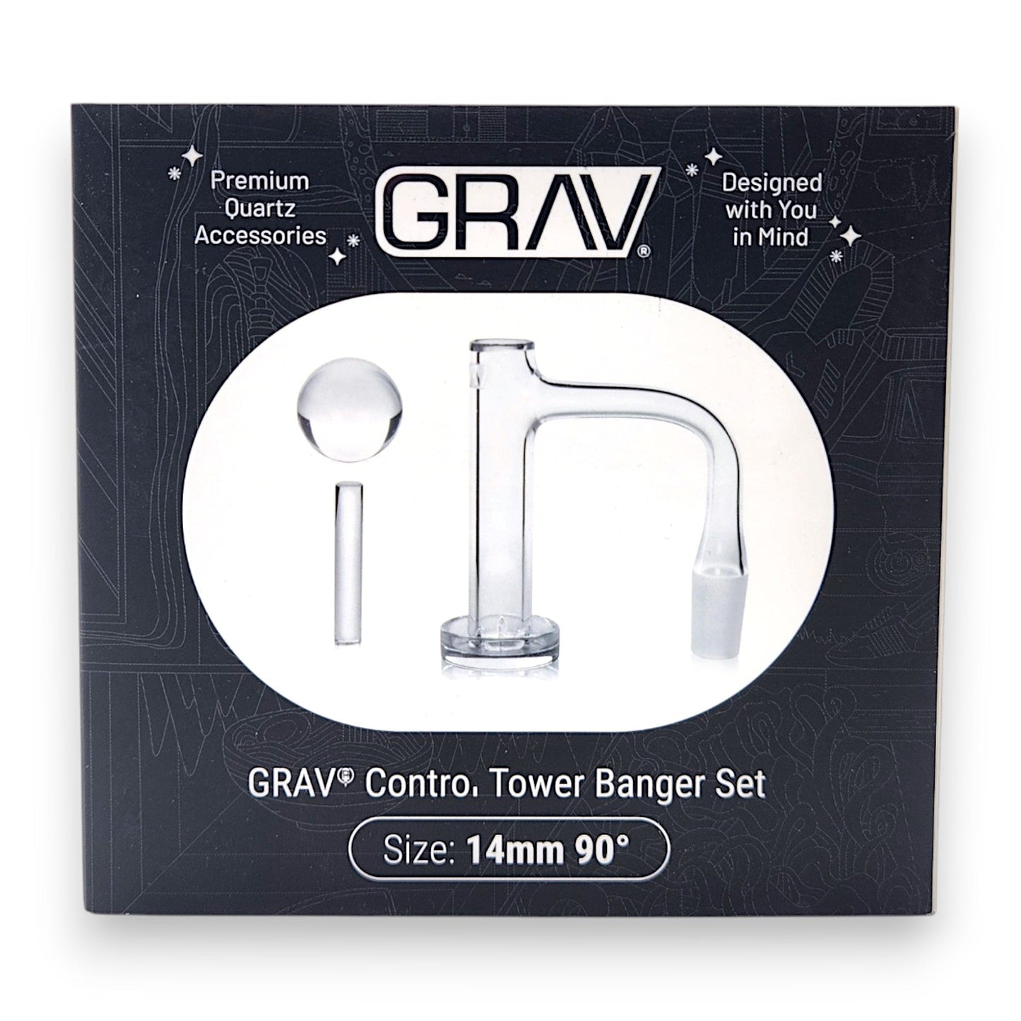 GRAV Quartz Control Tower Banger Set | 14mm 90deg
