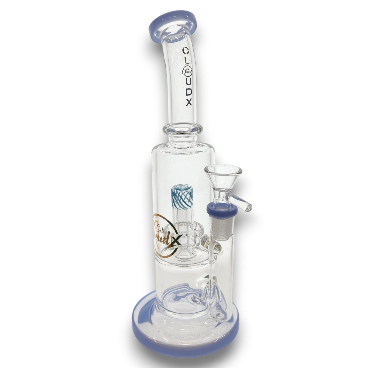 10" Cali CloudX Glass Showerhead Percolator Straight Tube Bong
