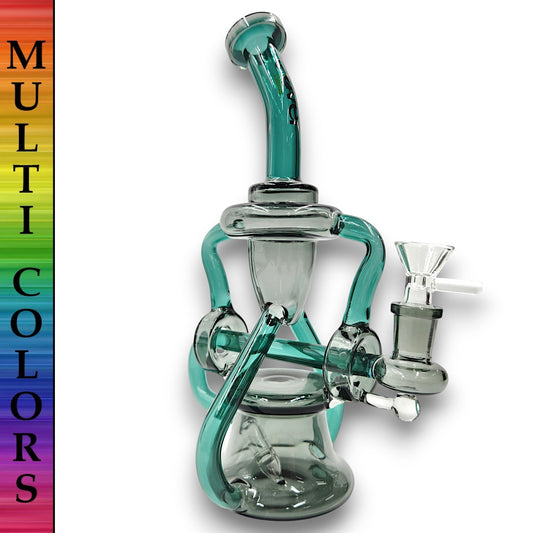 10" Clover Glass Recycler Inline Perc Bong - Heartland Smoke Shop