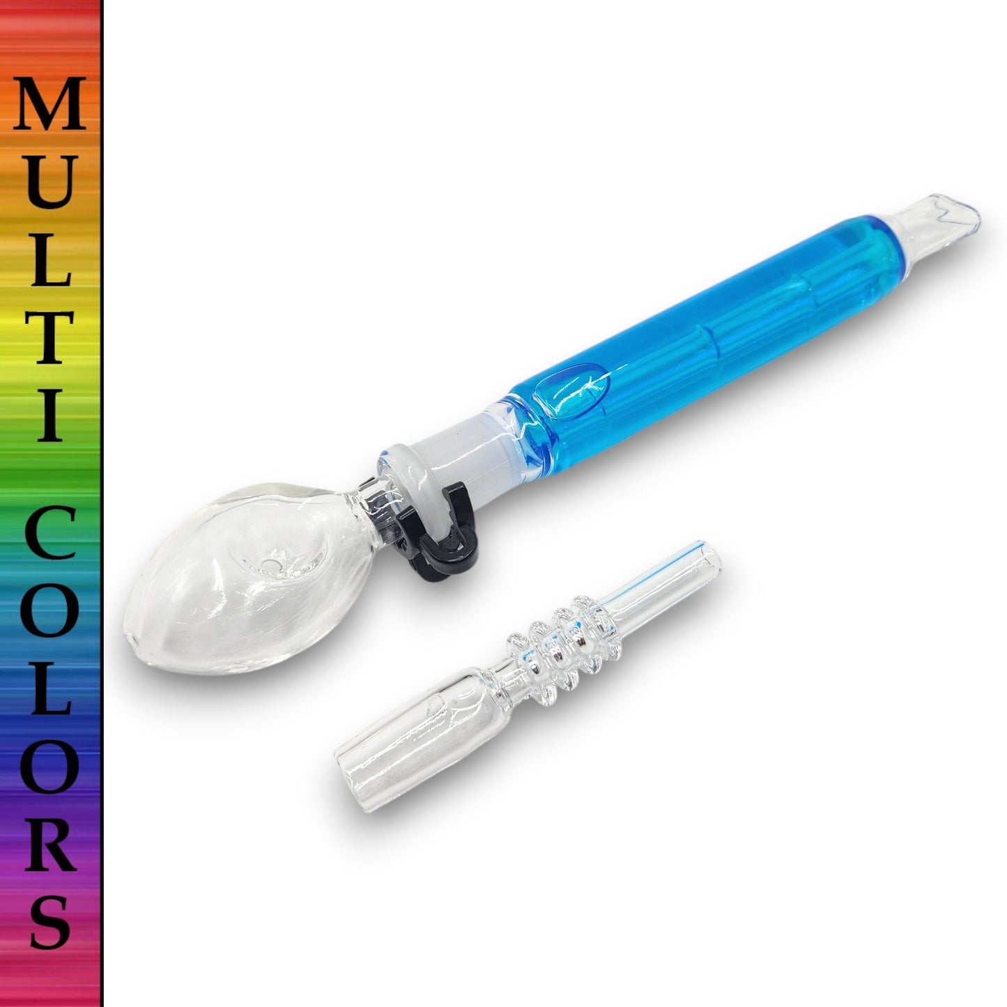 10.5" Cold Bite Glycerin Quartz Spoon Bowl Dab Straw