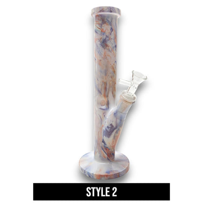 10.5" Marble Straight Tube Glass Bong