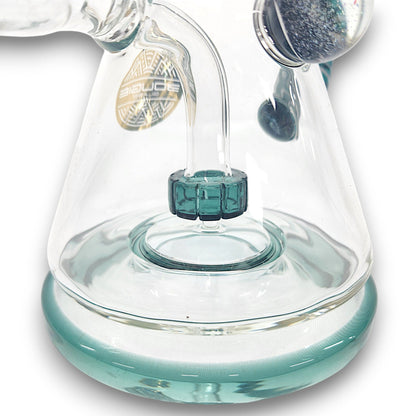 11" Bougie Glass Stiped Tail Handle Disc Percolator Beaker Bong
