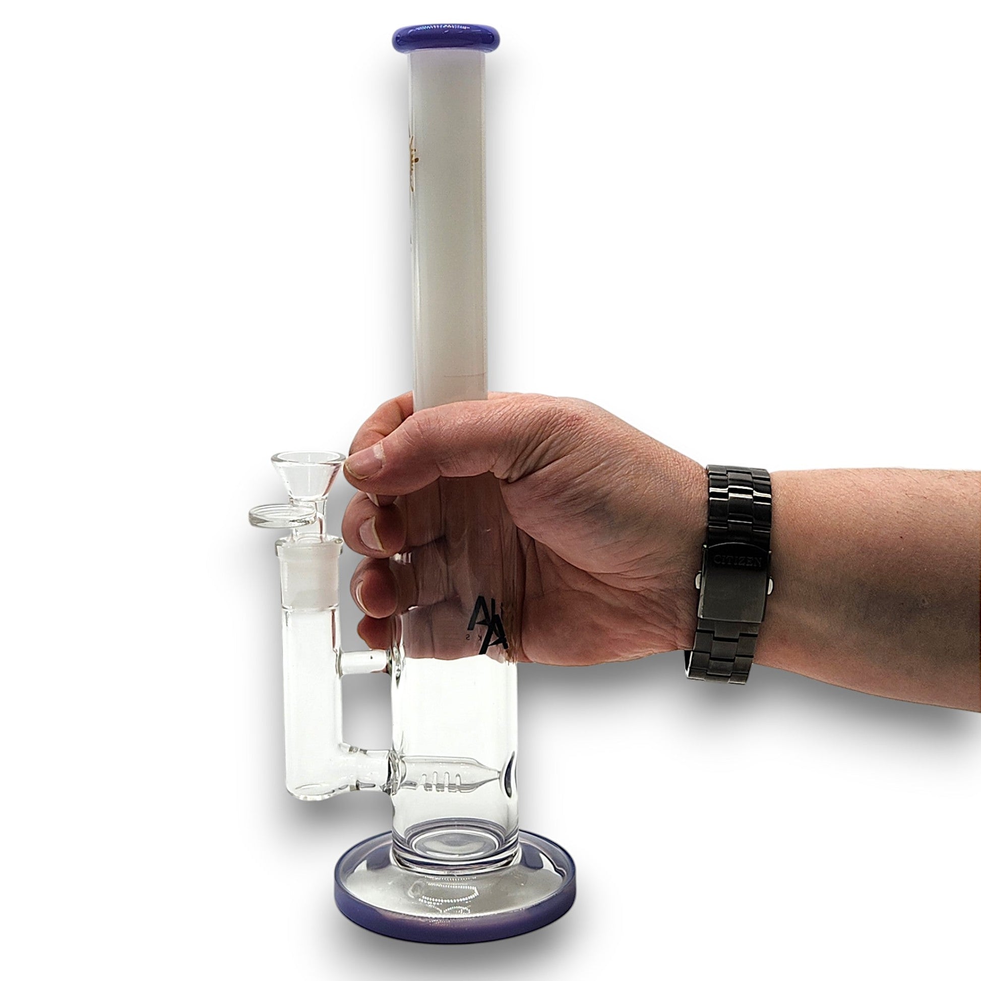12" Aqua Works Inline Perc Straight Tube Bong