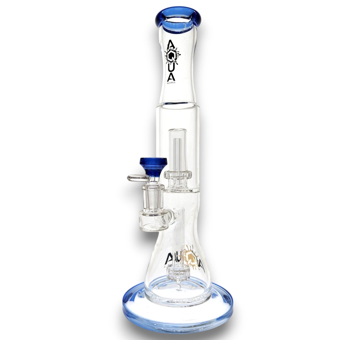13" Aqua Works Showerhead Perc Cone Straight Tube Bong