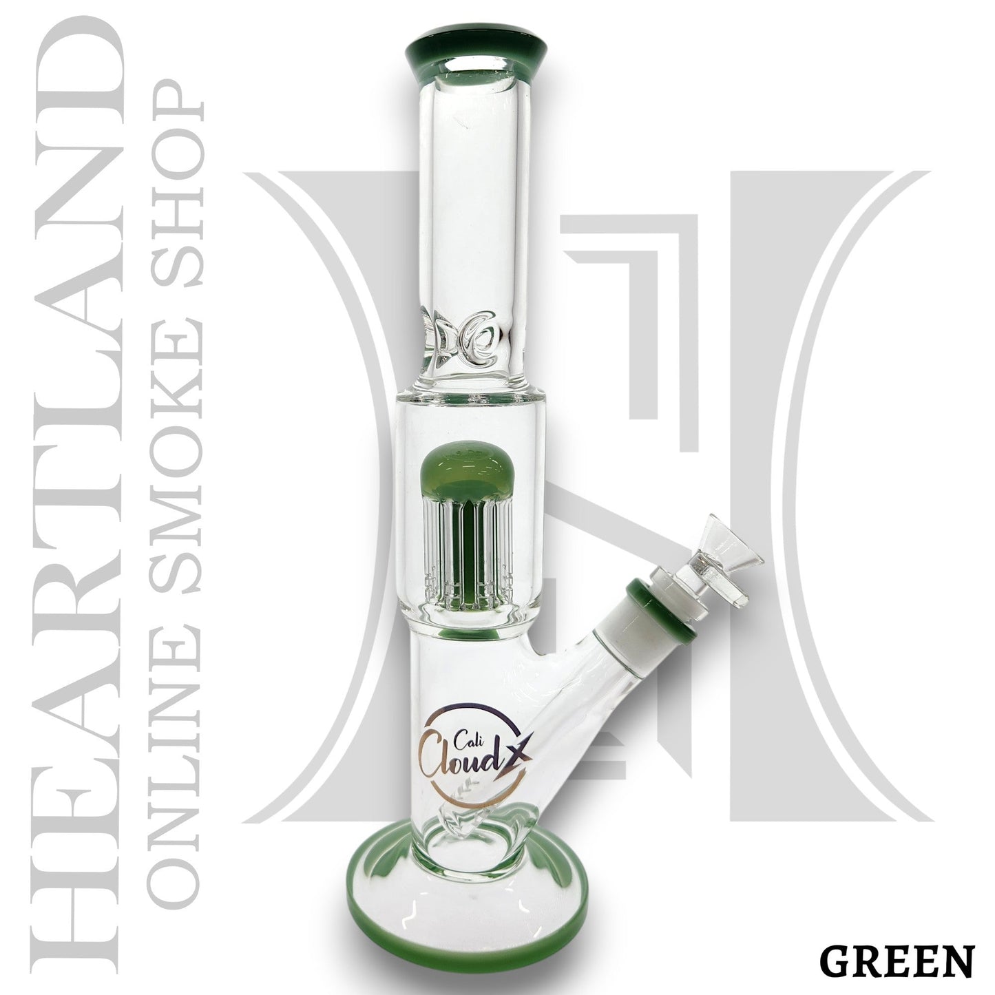 13" Cali CloudX Glass Tree Percolator Straight Tube Bong